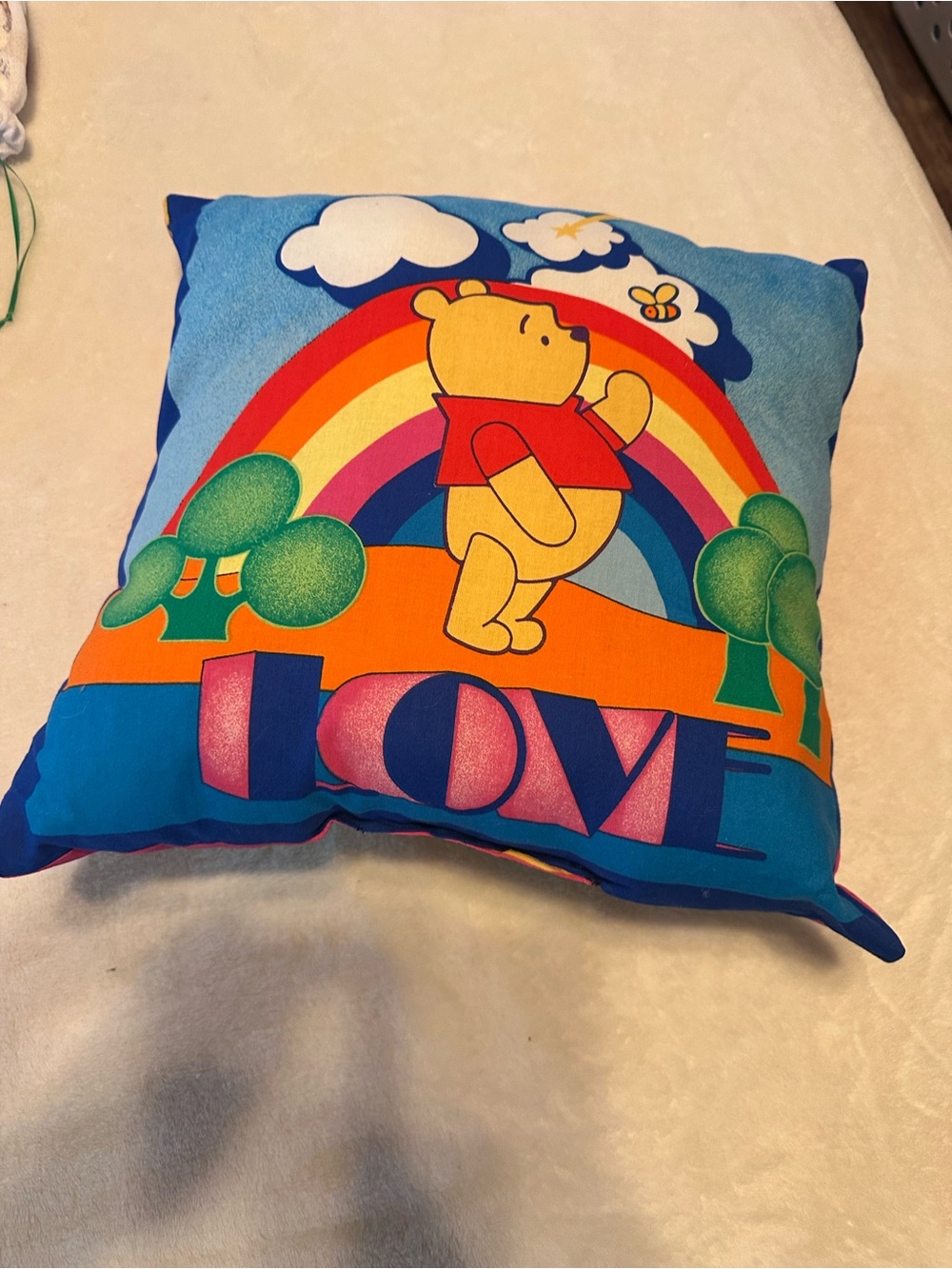 Winnie the Pooh Blue Rainbow 'Love' Accent Pillow